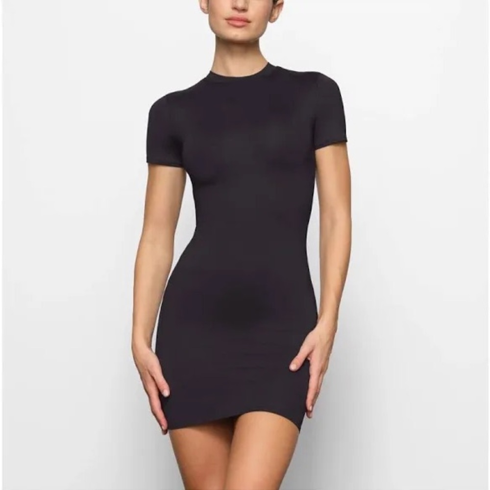 Skims Women's Fits Everybody T-Shirt Minidress Onyx